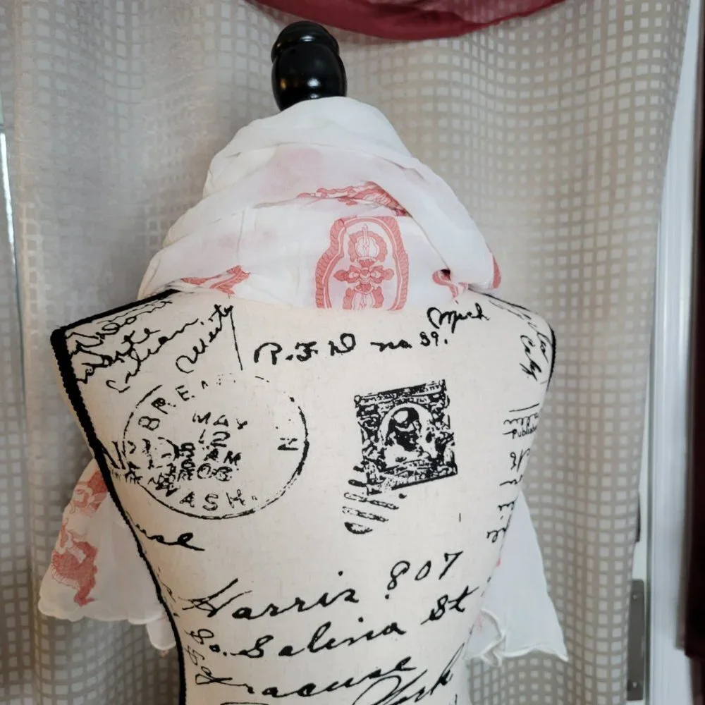 Turtle Beach Designs White Scarf with Beads accent on Trim